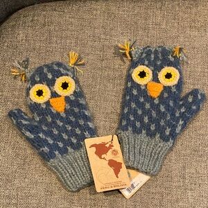 Andes Kid owl knit mittens